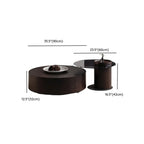 Table basse ronde scandinave en bois marron avec rangement