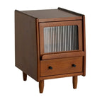 Table de chevet compacte en bois massif marron avec rangement