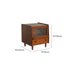 Table de chevet compacte en bois massif marron avec rangement