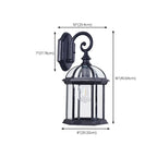 Applique murale d'extérieur moderne en métal noir, lanterne en verre transparent