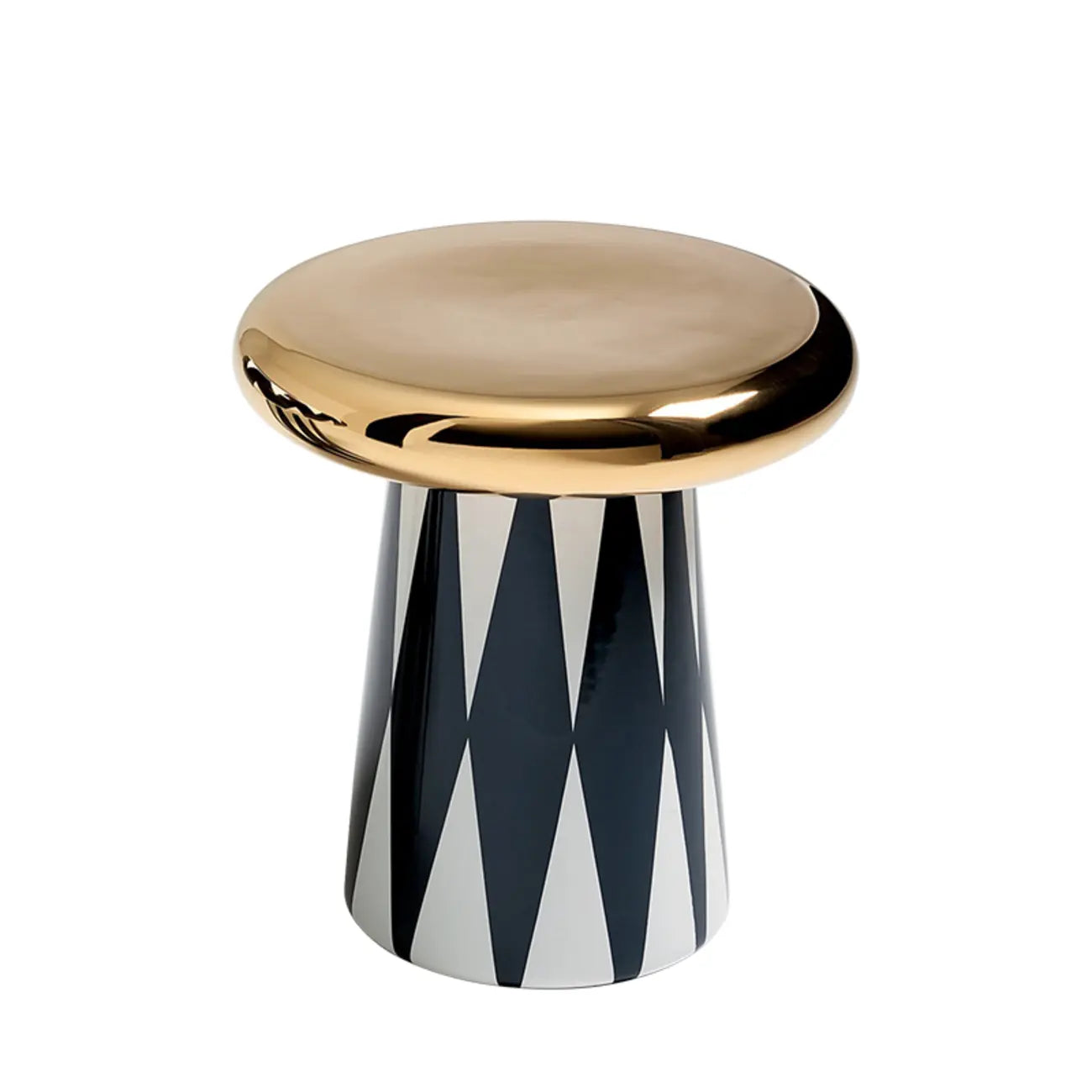 Table d'appoint ronde glamour en céramique or rose avec rangement