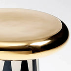 Table d'appoint ronde glamour en céramique or rose avec rangement