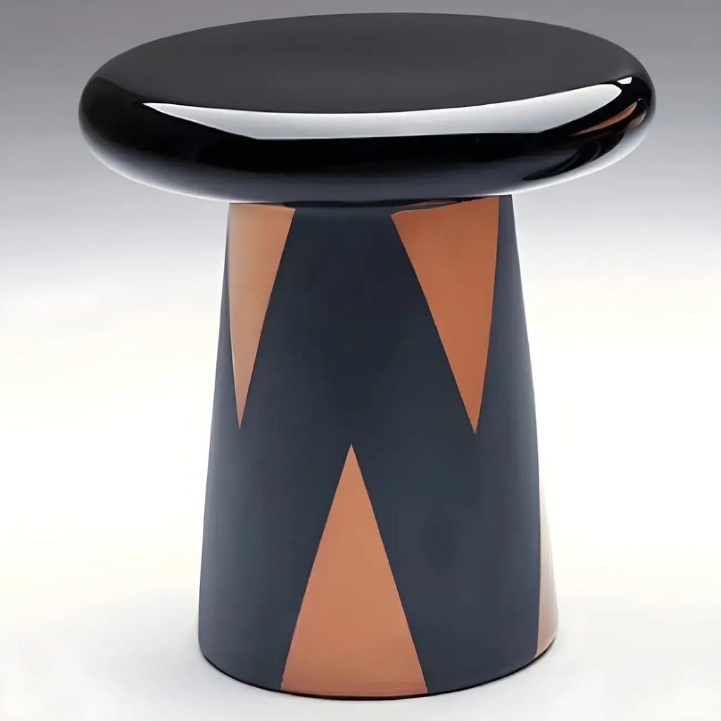 Table d'appoint ronde glamour en céramique or rose avec rangement