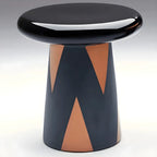Table d'appoint ronde glamour en céramique or rose avec rangement