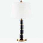 Lampe de bureau élégante en tissu blanc noble et pierre.