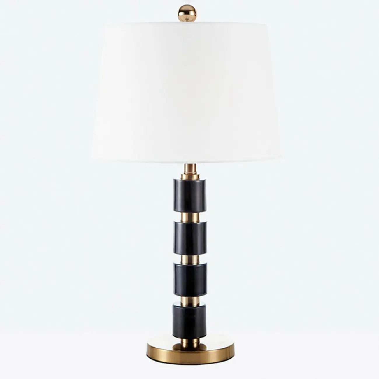 Lampe de bureau élégante en tissu blanc noble et pierre.