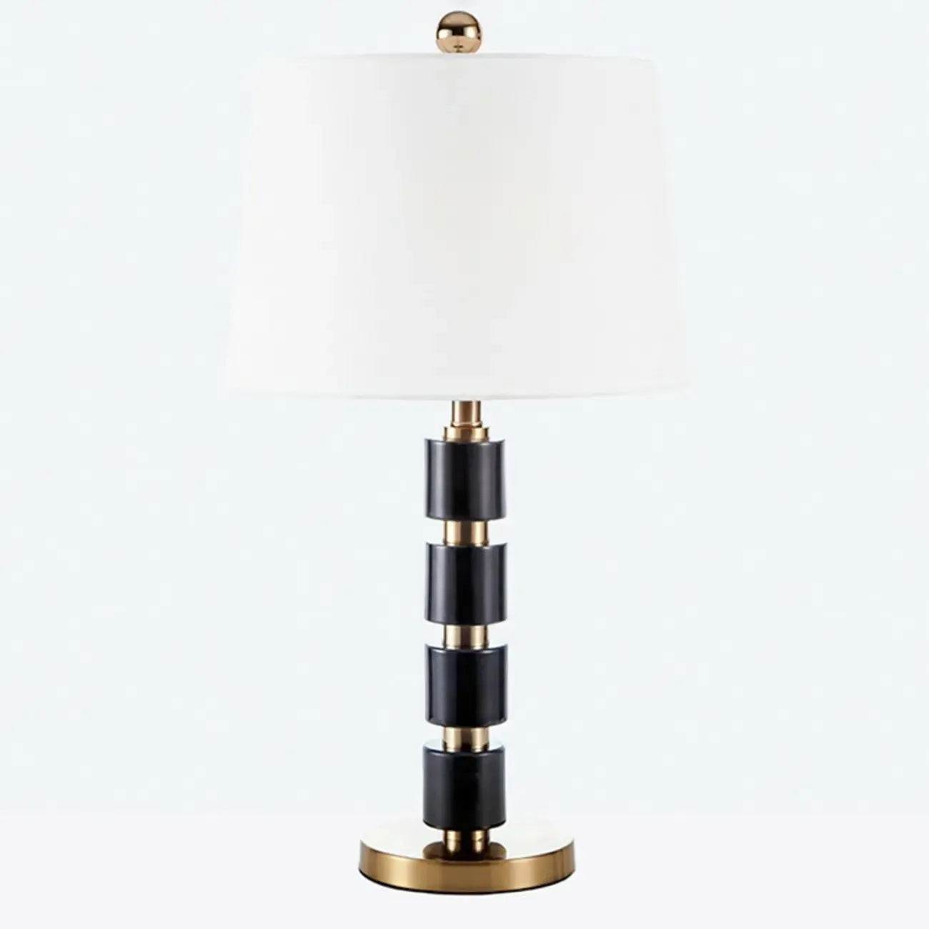 Lampe de bureau élégante en tissu blanc noble et pierre.