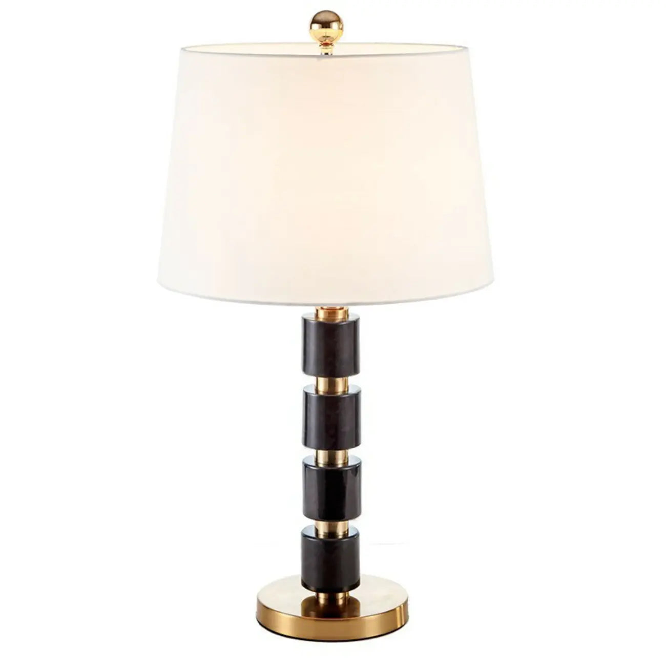 Lampe de bureau élégante en tissu blanc noble et pierre.