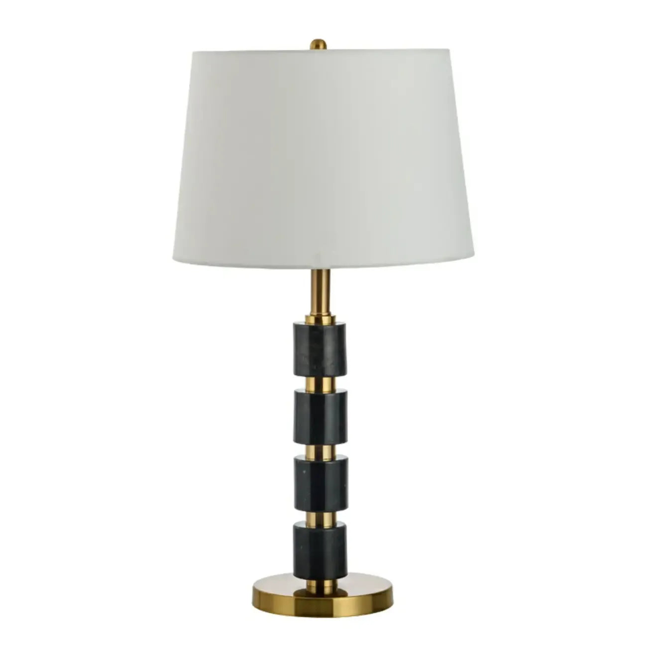 Lampe de bureau élégante en tissu blanc noble et pierre.