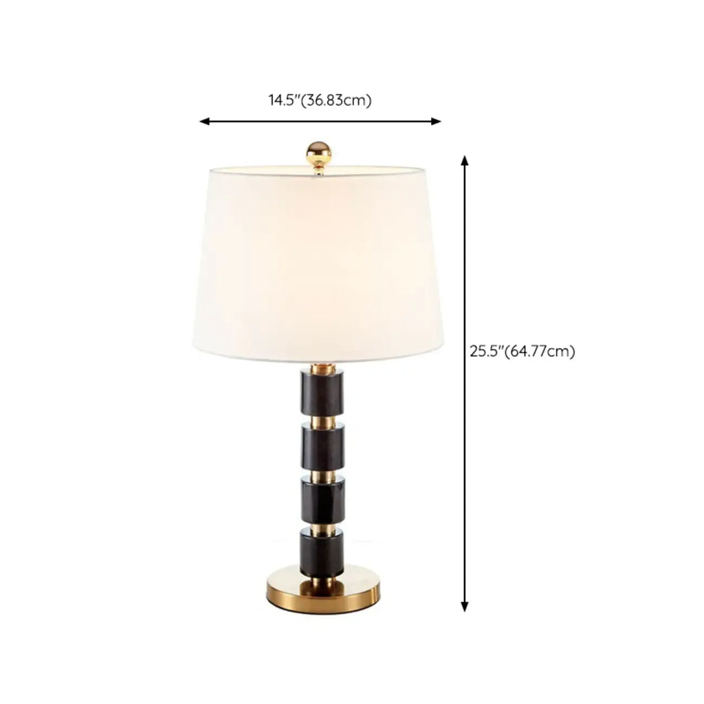 Lampe de bureau élégante en tissu blanc noble et pierre.