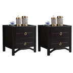 Table de chevet étroite à 2 tiroirs en bois noir pour chambre à coucher