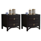 Table de chevet étroite à 2 tiroirs en bois noir pour chambre à coucher