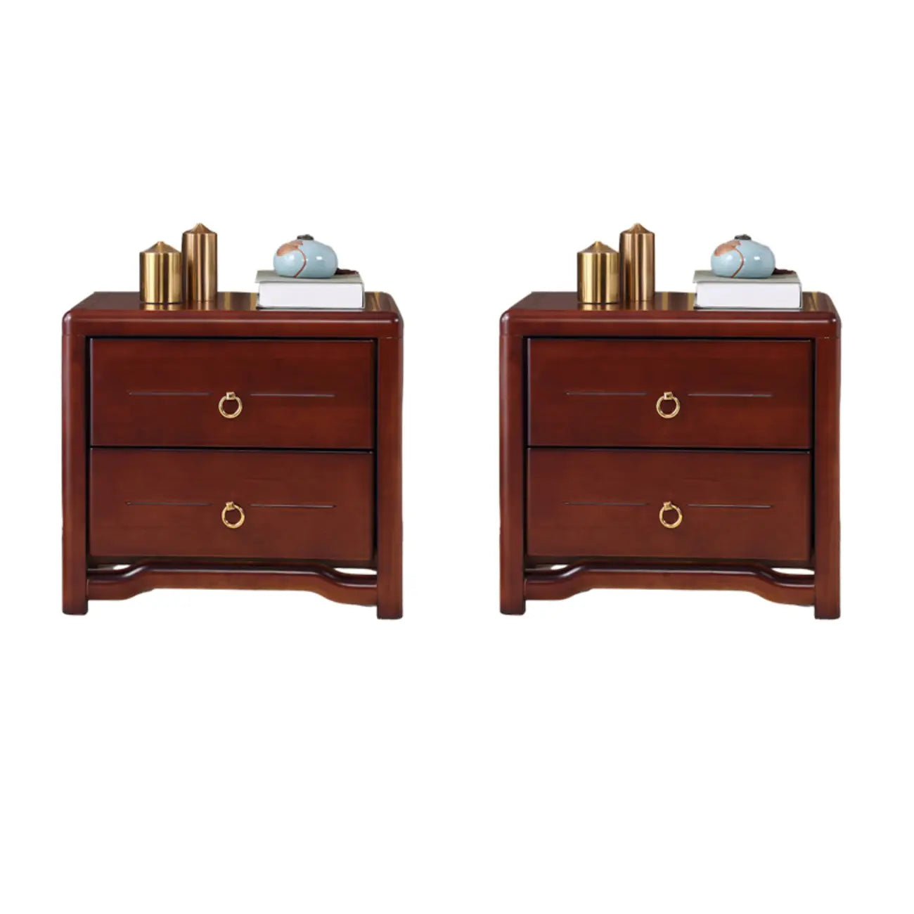 Table de chevet étroite à 2 tiroirs en bois noir pour chambre à coucher