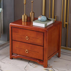 Table de chevet étroite à 2 tiroirs en bois noir pour chambre à coucher