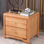 Table de chevet étroite à 2 tiroirs en bois noir pour chambre à coucher