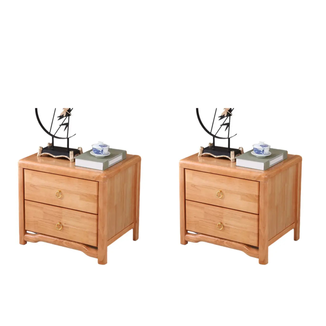 Table de chevet étroite à 2 tiroirs en bois noir pour chambre à coucher
