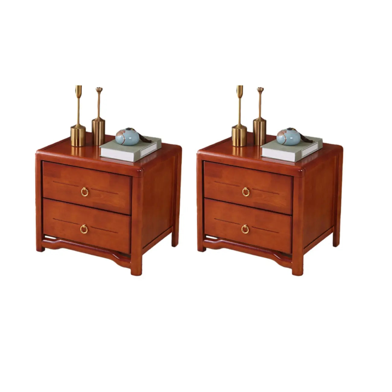 Table de chevet étroite à 2 tiroirs en bois noir pour chambre à coucher