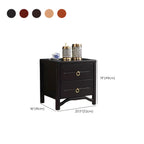 Table de chevet étroite à 2 tiroirs en bois noir pour chambre à coucher