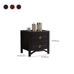 Table de chevet étroite à 2 tiroirs en bois noir pour chambre à coucher