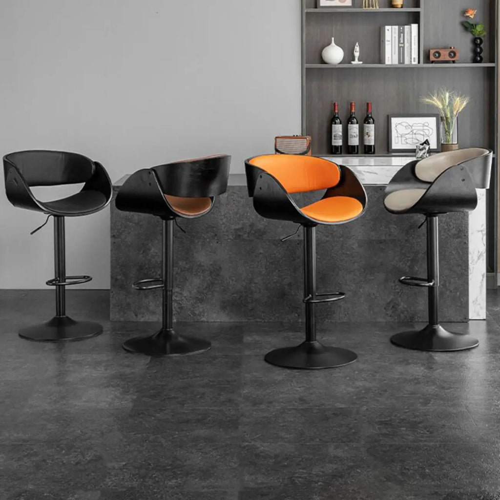 Tabourets de bar pivotants contemporains en cuir avec accoudoirs