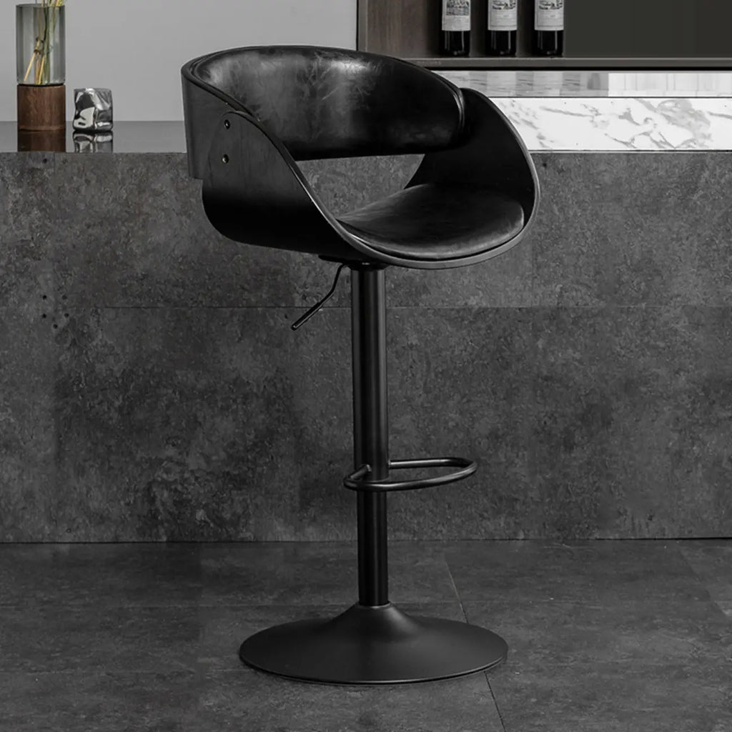 Tabourets de bar pivotants contemporains en cuir avec accoudoirs