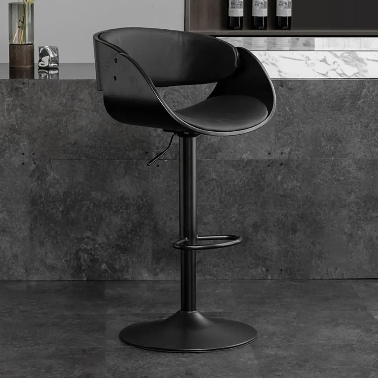 Tabourets de bar pivotants contemporains en cuir avec accoudoirs