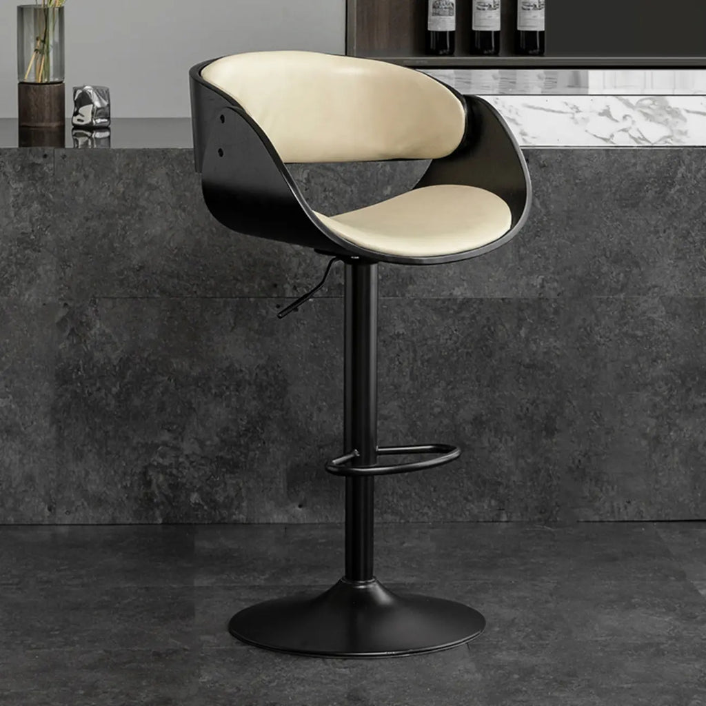 Tabourets de bar pivotants contemporains en cuir avec accoudoirs
