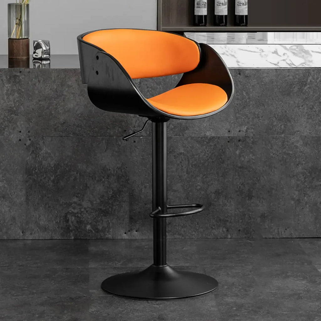 Tabourets de bar pivotants contemporains en cuir avec accoudoirs