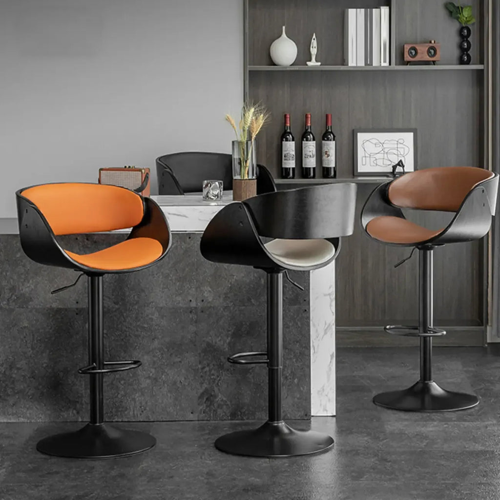 Tabourets de bar pivotants contemporains en cuir avec accoudoirs