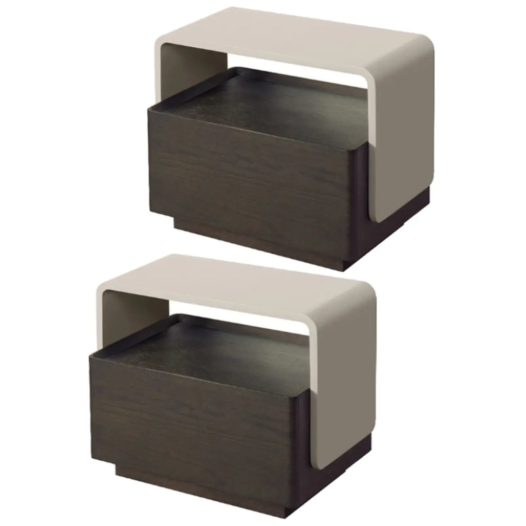 Table de chevet élégante en bois composite avec étagère et tiroir