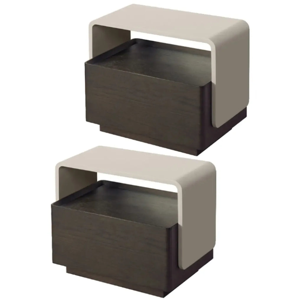 Table de chevet élégante en bois composite avec étagère et tiroir