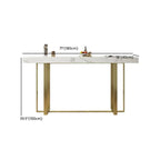 Table de bar glamour avec plateau en pierre blanche et structure en métal doré