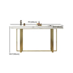 Table de bar glamour avec plateau en pierre blanche et structure en métal doré
