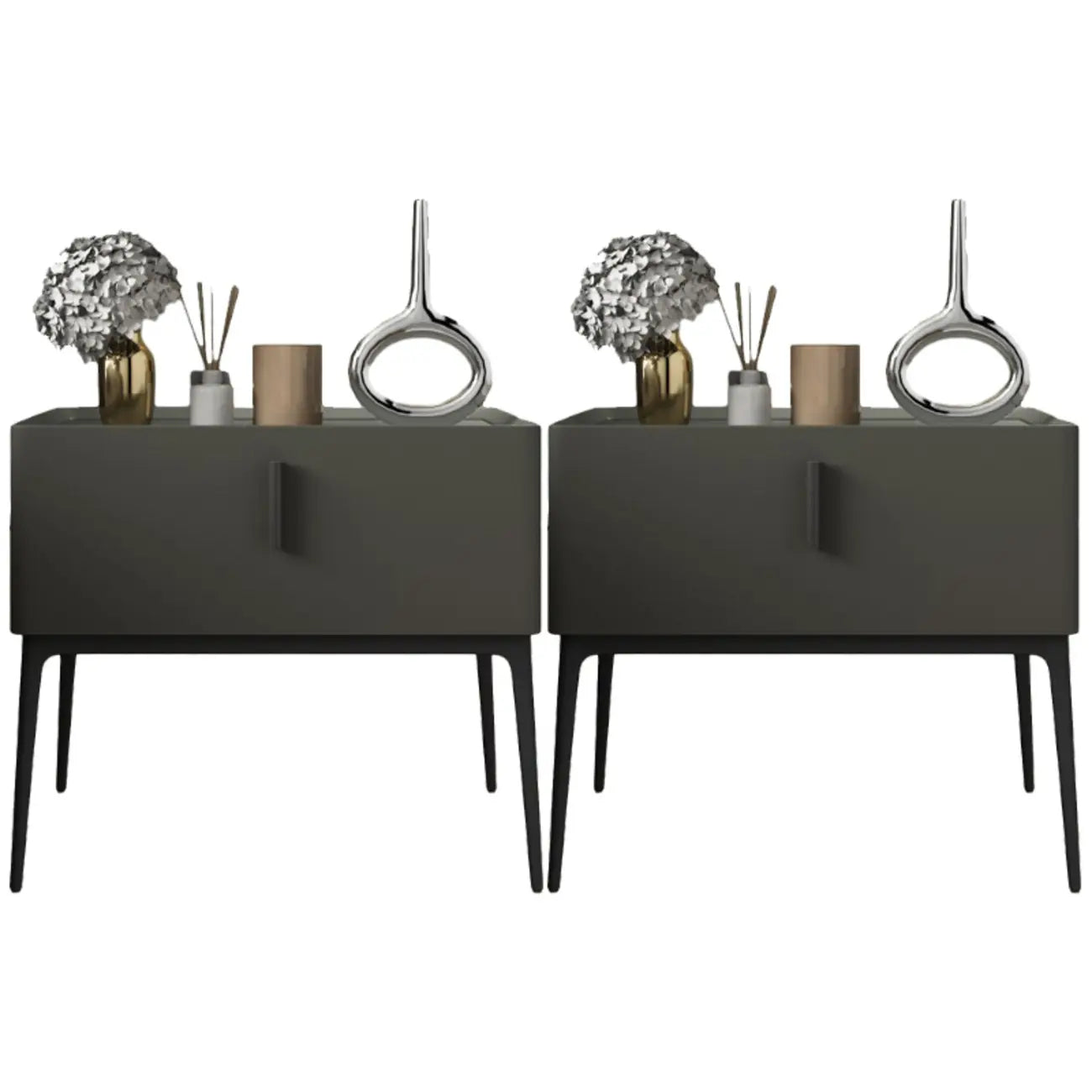 Table de chevet contemporaine à 4 pieds en similicuir beige avec tiroir