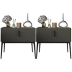 Table de chevet contemporaine à 4 pieds en similicuir beige avec tiroir