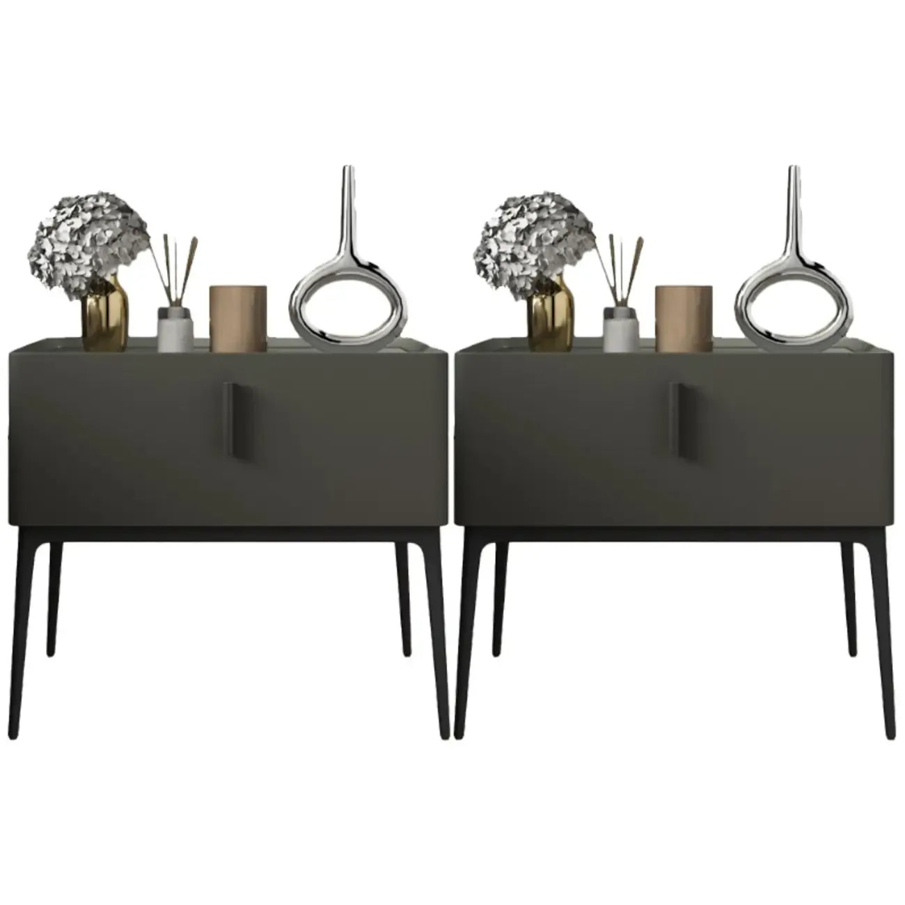 Table de chevet contemporaine à 4 pieds en similicuir beige avec tiroir