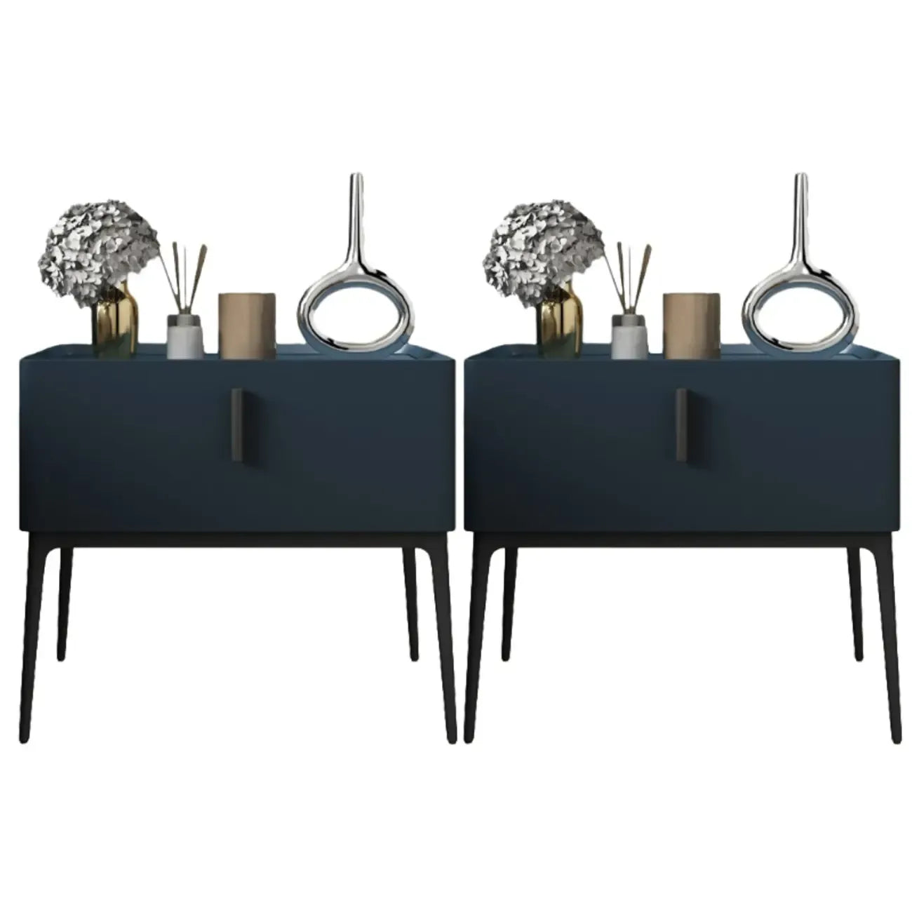 Table de chevet contemporaine à 4 pieds en similicuir beige avec tiroir