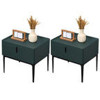 Table de chevet contemporaine à 4 pieds en similicuir beige avec tiroir