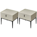 Table de chevet contemporaine à 4 pieds en similicuir beige avec tiroir