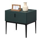 Table de chevet contemporaine à 4 pieds en similicuir beige avec tiroir