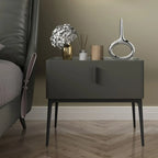 Table de chevet contemporaine à 4 pieds en similicuir beige avec tiroir