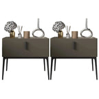 Table de chevet contemporaine à 4 pieds en similicuir beige avec tiroir