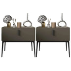 Table de chevet contemporaine à 4 pieds en similicuir beige avec tiroir