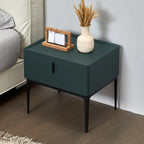 Table de chevet contemporaine à 4 pieds en similicuir beige avec tiroir