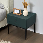 Table de chevet contemporaine à 4 pieds en similicuir beige avec tiroir