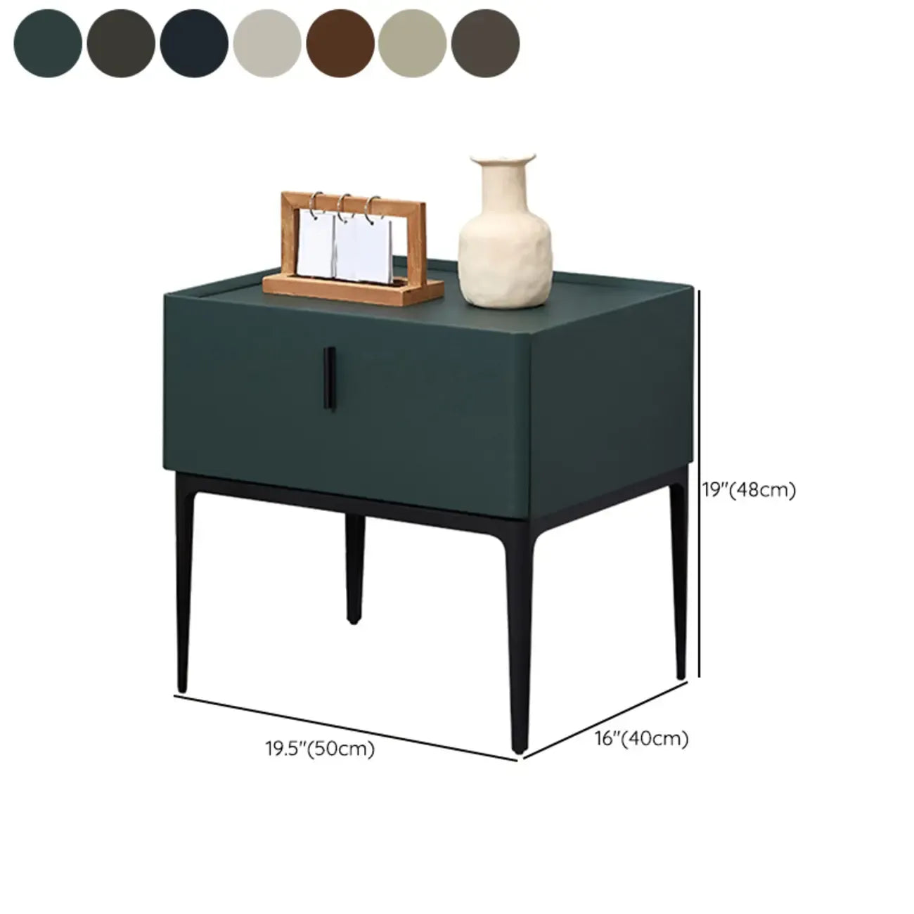 Table de chevet contemporaine à 4 pieds en similicuir beige avec tiroir