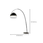 Lampadaire arqué en métal noir avec abat-jour et interrupteur au pied