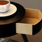 Table de chevet ouverte à 3 niveaux avec plateau en faux marbre et éclairage intégré