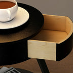 Table de chevet ouverte à 3 niveaux avec plateau en faux marbre et éclairage intégré