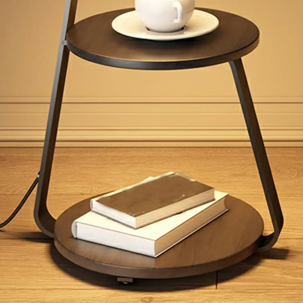 Table de chevet ouverte à 3 niveaux avec plateau en faux marbre et éclairage intégré